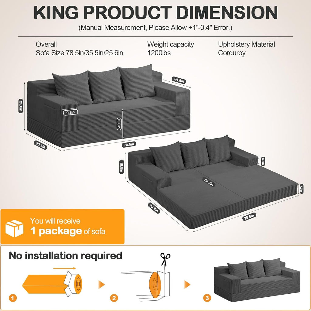 Seater Boneless Couch Sofa Bed