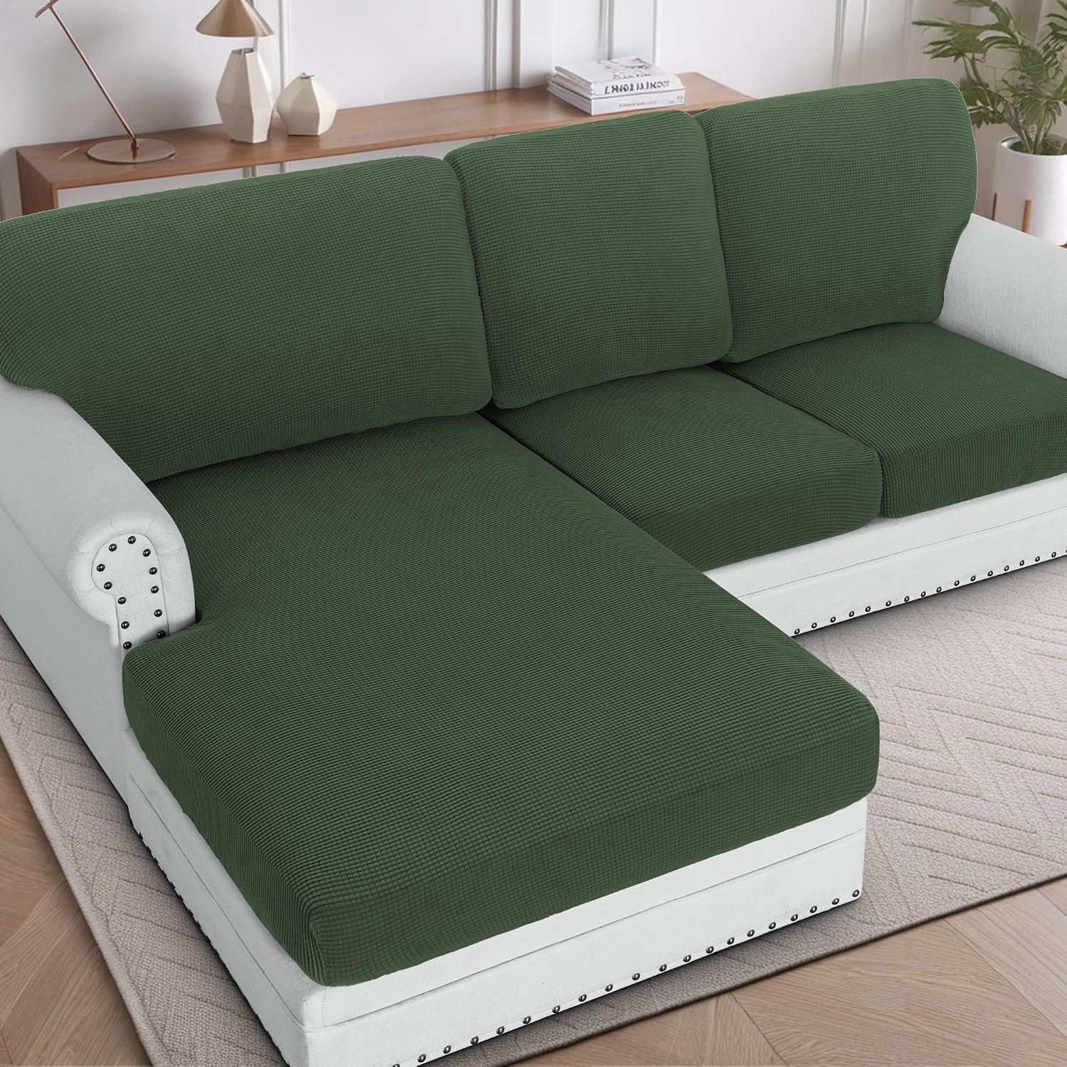 H.VERSAILTEX Sectional Couch Covers 8 Pieces Stretch Sofa Covers for Sectional Sofa