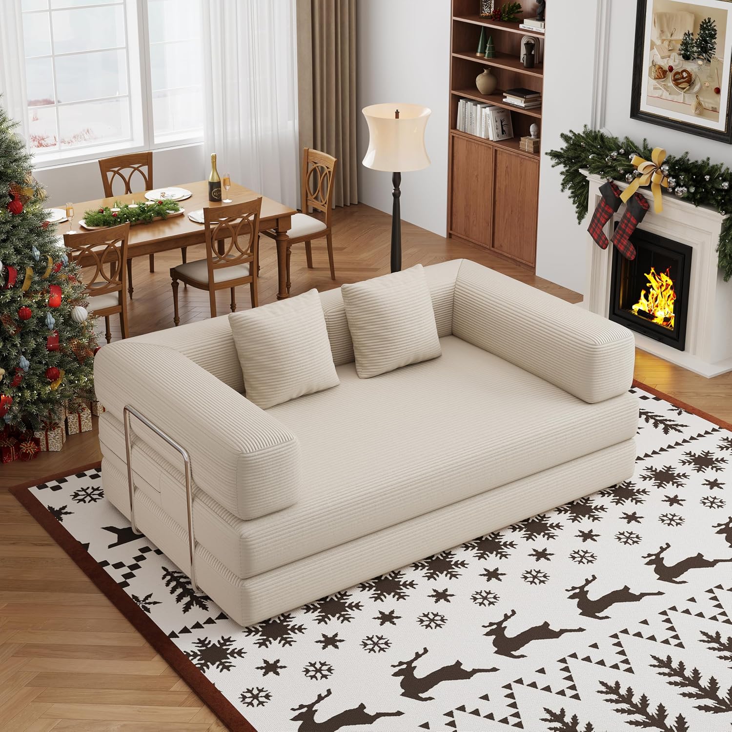 Single Couch Sofa for Small Spaces 2 in 1 Convertible Sleeper Sofa