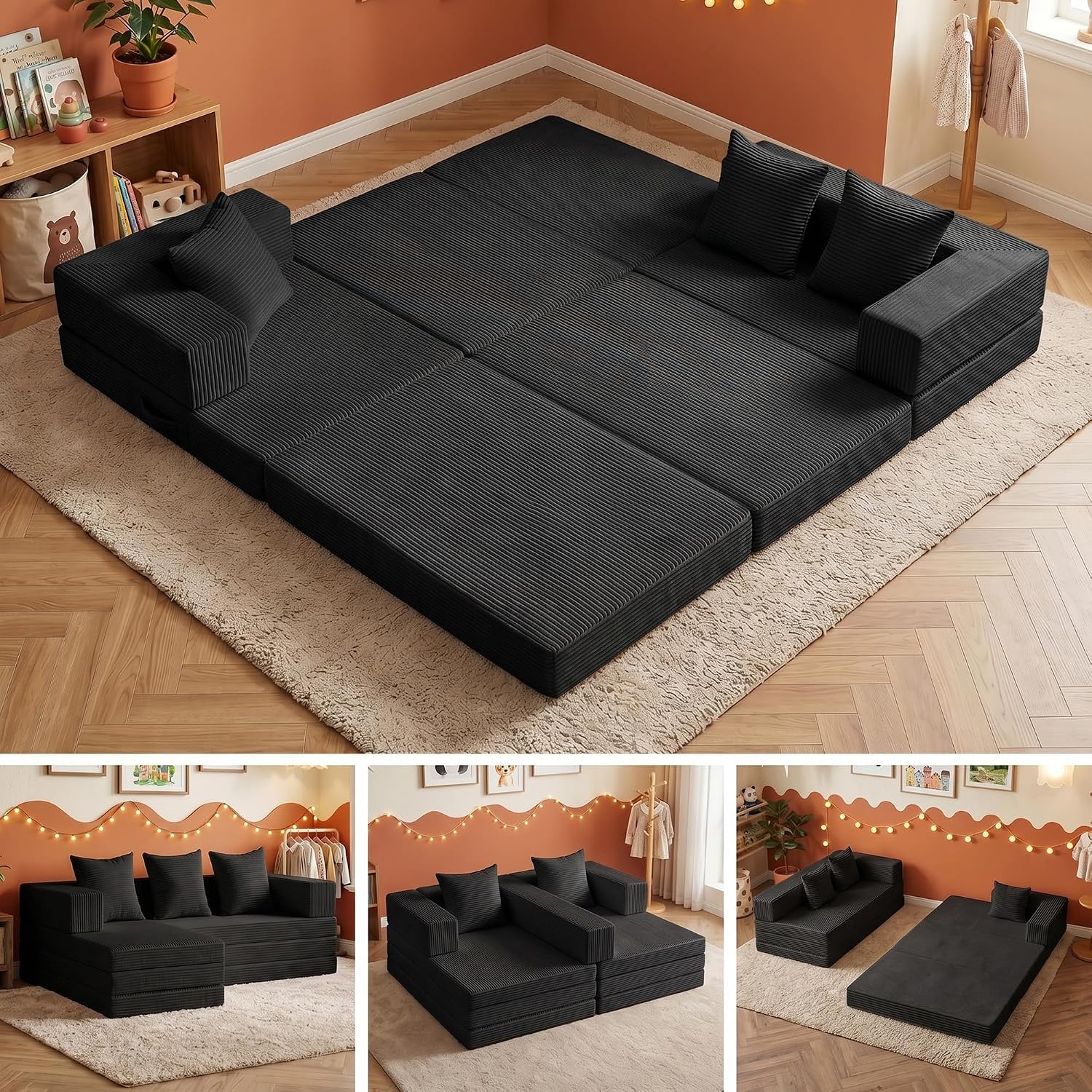 6-in-1 Boneless Couches L-Shaped Modular Sectional Sofa