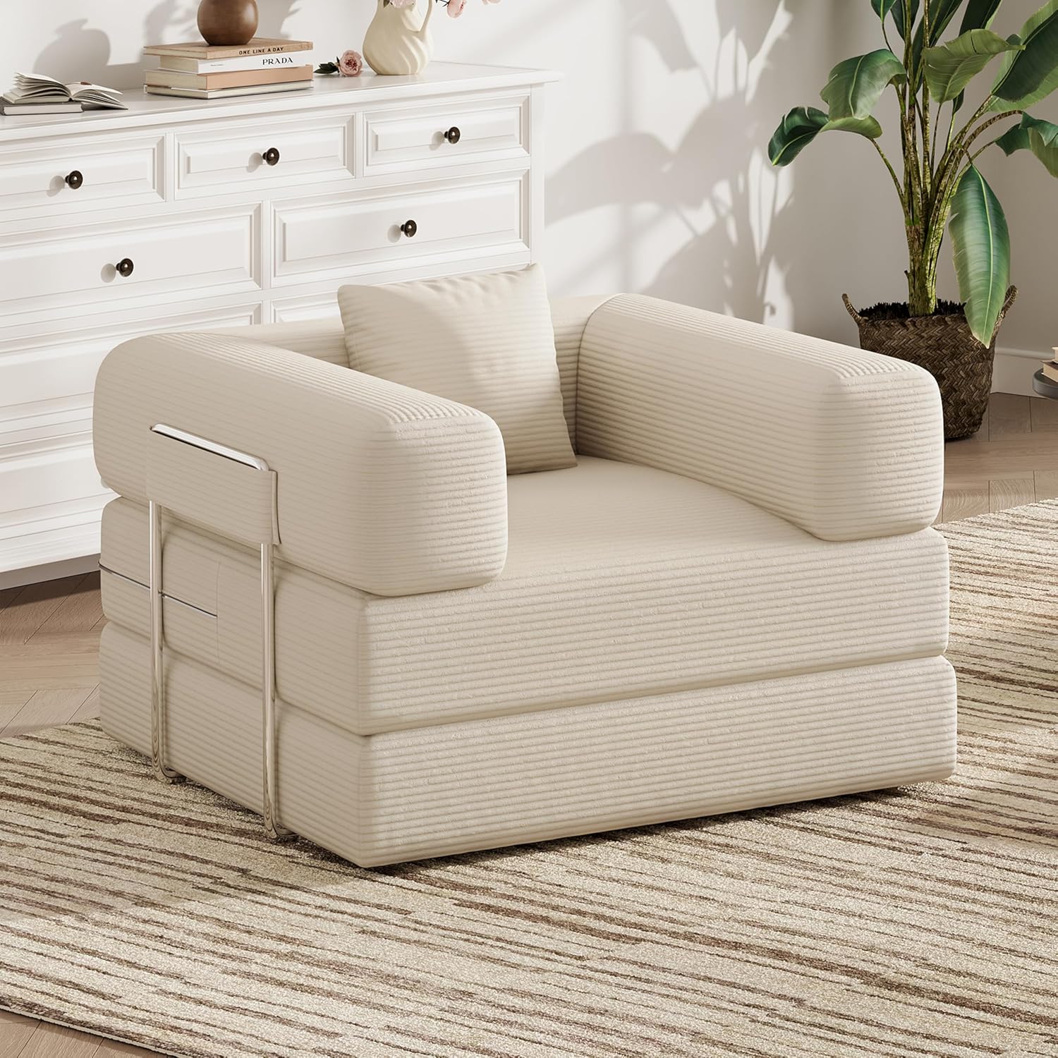Single Couch Sofa for Small Spaces 2 in 1 Convertible Sleeper Sofa