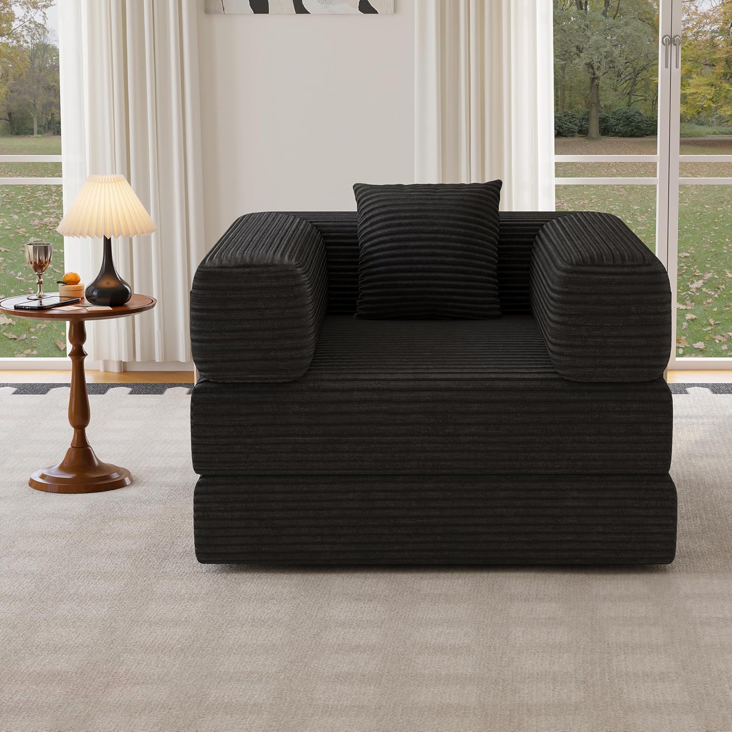 Single Couch Sofa for Small Spaces 2 in 1 Convertible Sleeper Sofa
